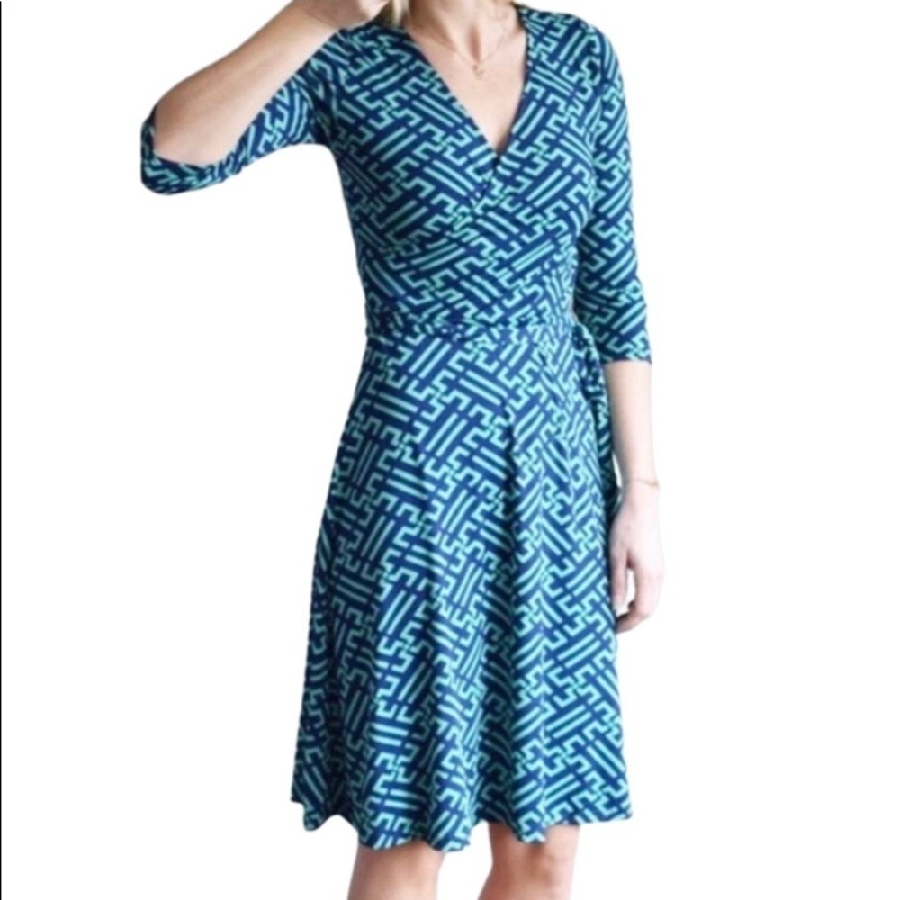 Stitch Fix 41 Hawthorn Renesme Stretch Faux Women Wrap Dress S Blue*